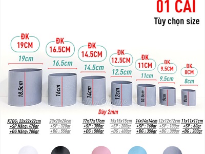 Chậu nhựa trồng cây trụ tròn màu pastel [Có lỗ thoát nước/ Nhiều cỡ] CHAUTRONGCAY-03